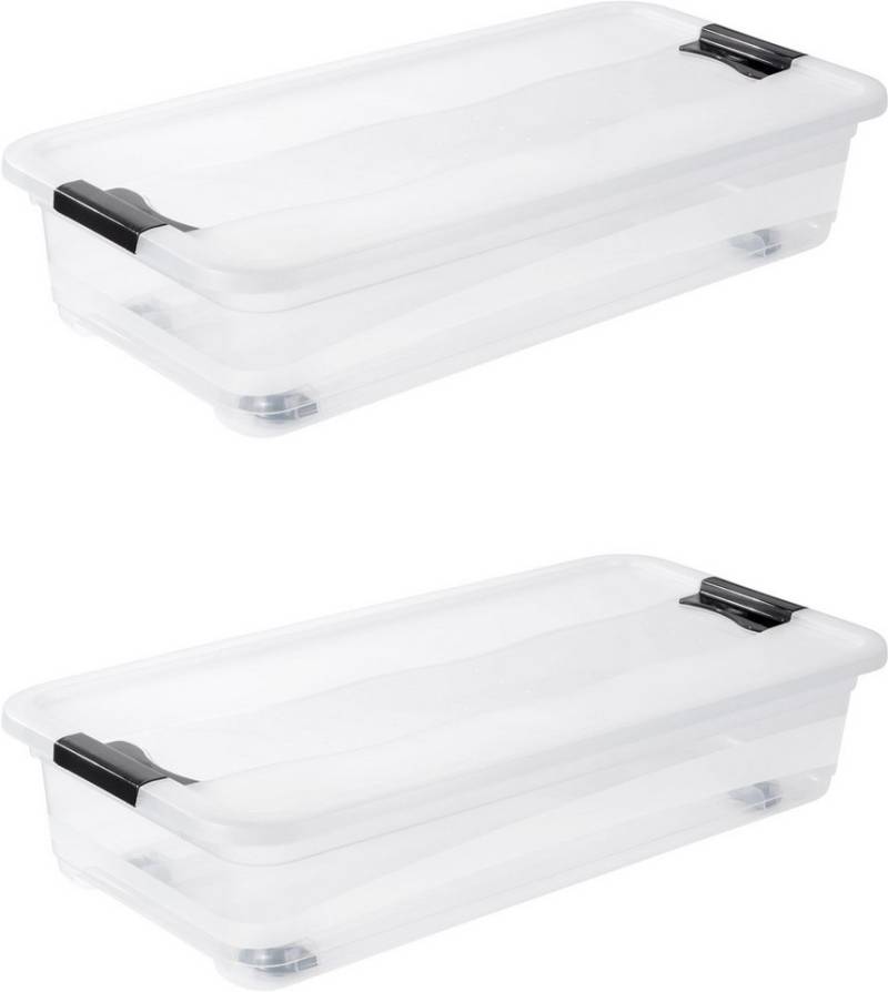 keeeper Aufbewahrungsbox Konrad, Box mit Rollen, 2er Set, 33 L, 79,5 x 39,5 x 18 cm (Set, 2 St), durch Clips verschließbar, Griffe und Rollen am Boden von keeeper
