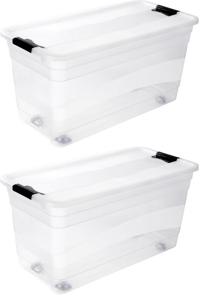 keeeper Aufbewahrungsbox Konrad, Box mit Rollen, 2er Set, 83 L, 79,5 x 39,5 x 41 cm (Set, 2 St), durch Clips verschließbar, Griffe und Rollen am Boden von keeeper