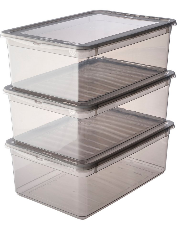keeeper Aufbewahrungsbox bea, clearbox mit Air Control-System (Set, 3 St), 3 x 11 l, stapelbar, 39 x 26,5 x14 cm von keeeper