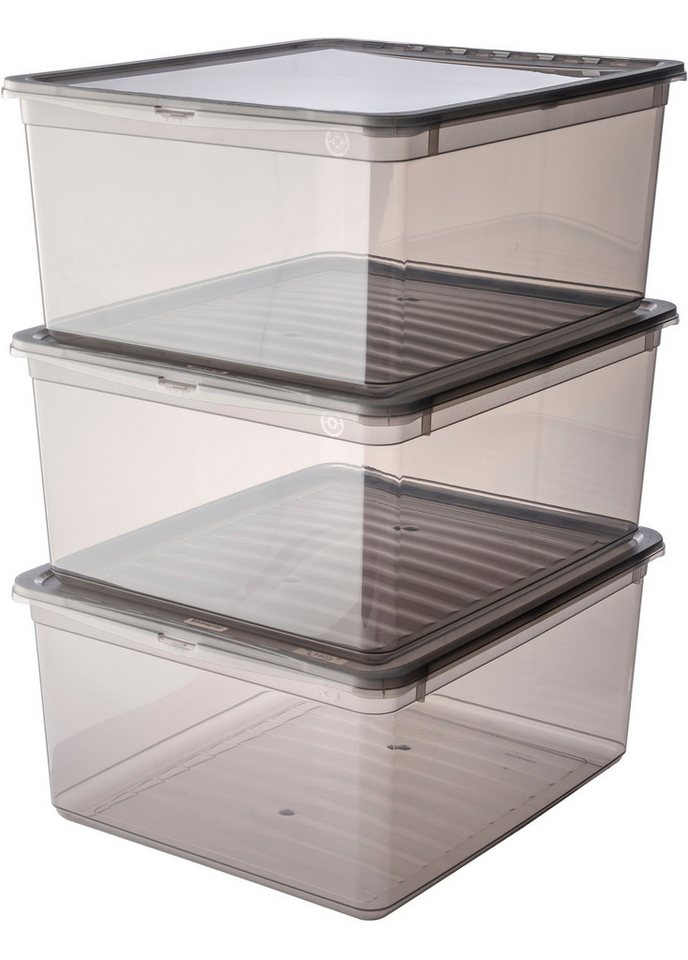 keeeper Aufbewahrungsbox bea, clearbox mit Air Control-System (Set, 3 St), 3 x 18 l, stapelbar, 39 x 33,5 x 18 cm von keeeper