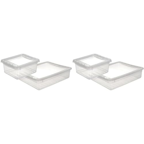 keeeper Aufbewahrungsbox mit Air Control System, 39 x 26,5 x 10 cm, 8 l, Bea, Transparent (Packung mit 2) von keeeper