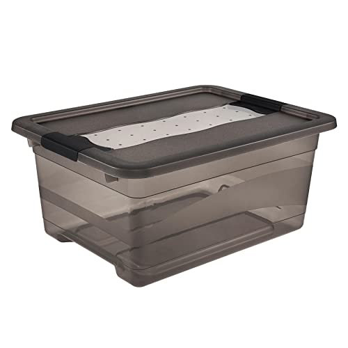 keeeper Aufbewahrungsbox mit Deckel und Schiebeverschluss, 12 l, Transparent, Crystal Grey von keeeper