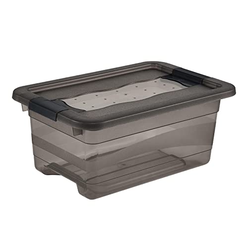 keeeper Aufbewahrungsbox mit Deckel und Schiebeverschluss, 4 l, Transparent, Polypropylen, Crystal Grey von keeeper