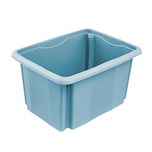 keeeper Aufbewahrungsbox mit Dreh-/Stapelsystem, 38 x 28,5 x 20,5 cm, 15 l, Emil, Nordic Blue von keeeper