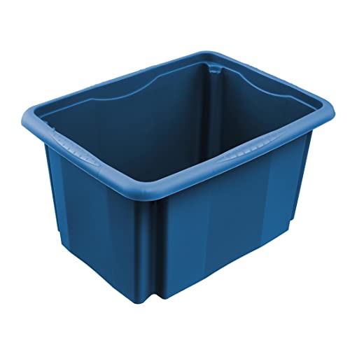 keeeper Aufbewahrungsbox mit Dreh-/Stapelsystem, 38 x 28,5 x 20,5 cm, 15 l, Emil Eco Line, Eco Blue von keeeper