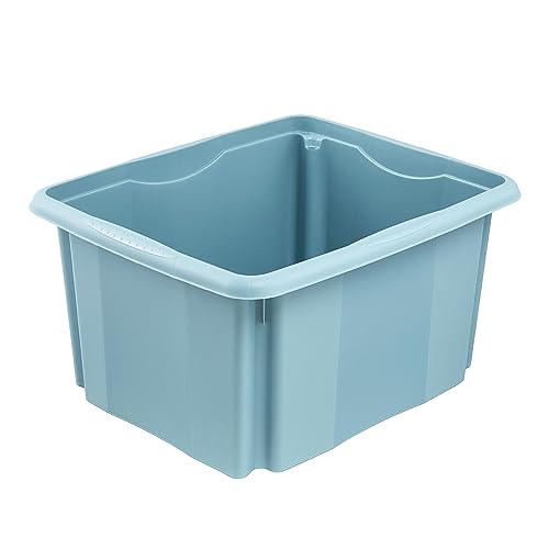 keeeper Aufbewahrungsbox mit Dreh-/Stapelsystem, 41 x 34,5 x 22 cm, 24 l, Emil, Nordic Blue von keeeper