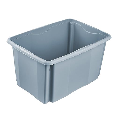 keeeper Aufbewahrungsbox mit Dreh-/Stapelsystem, 54,5 x 39 x 29,5 cm, 45 l, Emil Eco Line, Eco Grey von keeeper