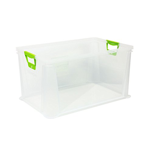 keeeper Aufbewahrungsbox mit Softgriffen, 59 x 39 x 32 cm, 64 l, Luis, Transparent von keeeper