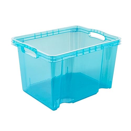 keeeper Aufbewahrungsbox mit integrierten Griffen, Größe: M, 35 x 27 x 21 cm, 13,5 l, Franz, Blau Transparent von keeeper