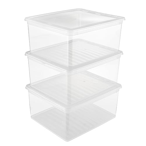 keeeper Aufbewahrungsboxen mit Air Control System, 3-teiliges Set, Höhe: 18 cm, 3 x 18 l, 39 x 33,5 x 18 cm, Bea, Transparent von keeeper