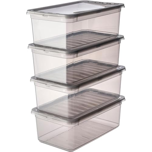 keeeper Aufbewahrungsboxen mit Air Control System, 4-teiliges Set, 4 x 5,6 l, Bea, Transparent (Crystal Grey) von keeeper