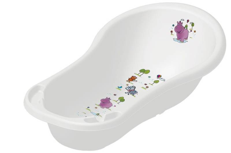 keeeper Babybadewanne Baby Badewanne XXL 100 cm Hippo weiß Babywanne, ohne Ablaufstöpsel von keeeper