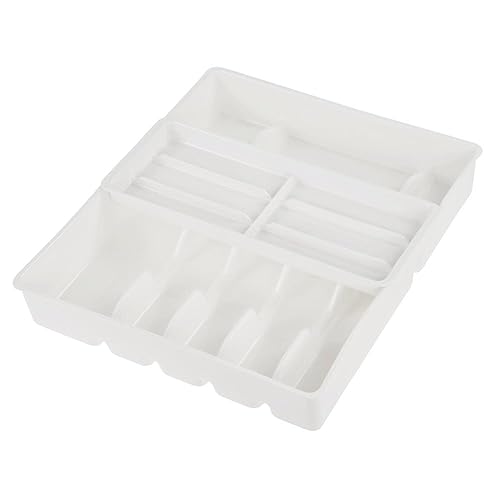 keeeper Besteckkasten mit Schieber 13-Fach, Polypropylen, Weiß, 38 x 42,5 x 7,5 cm von keeeper