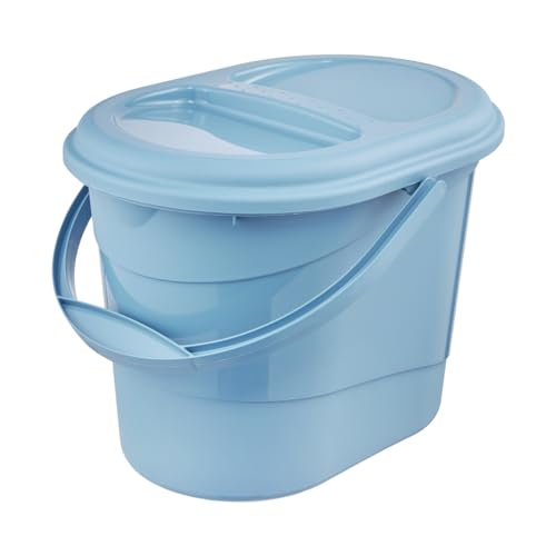 keeeper Bio-Eimer mit Deckel, 13 l, Ovaler Abfalleimer, 37 x 29,5 x 27,5 cm, Elsa Eco Line, Blau (Eco Sky Blue) von keeeper