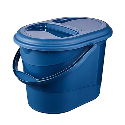 keeeper Bio-Eimer mit Deckel, 13 l, Ovaler Abfalleimer, Elsa, Eco Blue (Blau) von keeeper