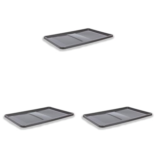 keeeper Deckel für Transportbox und -Korb Robert, 60 x 40 cm, Roberta, Graphit-Grau (Packung mit 3) von keeeper