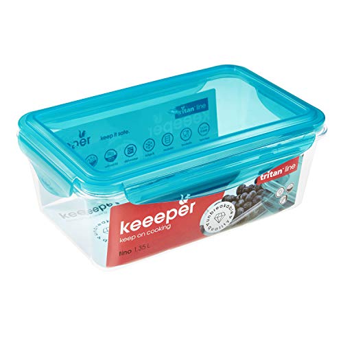 keeeper Frischhaltedose, 22,5 x 13,5 x 8,2 cm, 1,35 l, Tino Tritan, Blau von keeeper