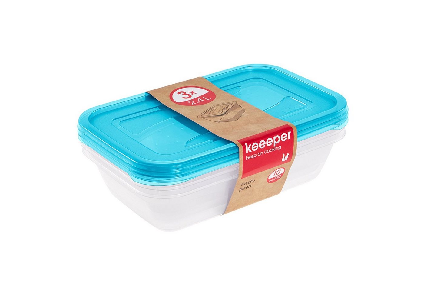 keeeper Frischhaltedose 3067963200000, Set von Lebensmittelbehältern 3 x 2,4 L Fredo Fresh von keeeper