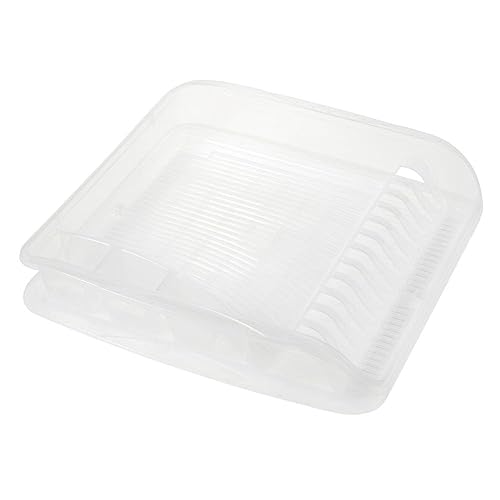 keeeper Geschirrabtropfkorb mit Tablett, Kunststoff, 39,5 x 39,5 x 8 cm, Pierre, Transparent von keeeper