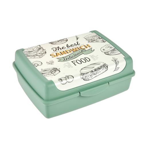 keeeper Handliche Box für Essen, 1 l, Brotdose / Lunchbox, 17 x 13 x 7 cm, Design Sandwich, Carla Midi, Grün (Nordic Green) von keeeper