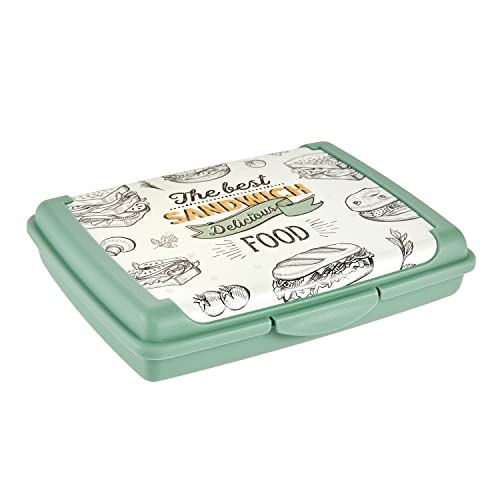 keeeper Handliche Box für Essen, Brotdose / Lunchbox, 17 x 13 x 3,5 cm, Design Sandwich, Carla Mini, Nordic Green von keeeper