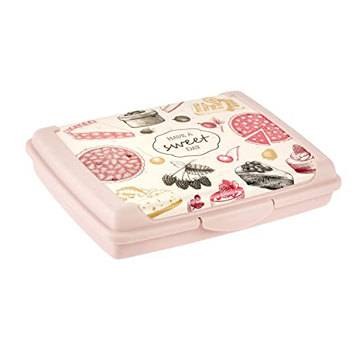 keeeper Handliche Box für Essen, Brotdose / Lunchbox, 17 x 13 x 3,5 cm, Design Sweet Day, Carla Mini, Nordic Pink von keeeper
