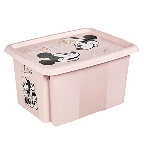 keeeper Minnie Maus Aufbewahrungsbox mit Deckel, Dreh- und stapelbar, Für Kinder, 15 l, Karolina, Nordic Pink von keeeper