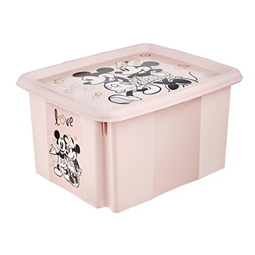 keeeper Minnie Maus Aufbewahrungsbox mit Deckel, Dreh- und stapelbar, Für Kinder, 24 l, Karolina, Nordic Pink von keeeper