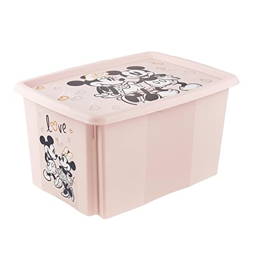 keeeper Minnie Maus Aufbewahrungsbox mit Deckel, Dreh- und stapelbar, Für Kinder, 45 l, Karolina, Nordic Pink von keeeper