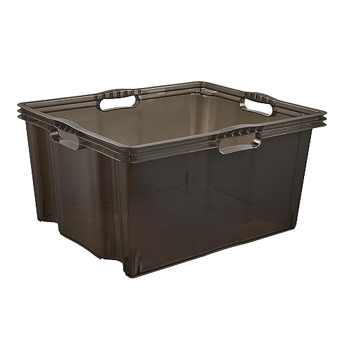 keeeper Multi-Box XXL Aufbewahrungsbox mit integrierten Griffen, 44 l, 52 x 43 x 26 cm, Franz, Crystal Grey von keeeper