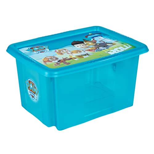 keeeper Paw Patrol Aufbewahrungsbox mit Deckel, Dreh- und stapelbar, Für Kinder, 15 l, Karolina, Fresh Blue Transparent von keeeper
