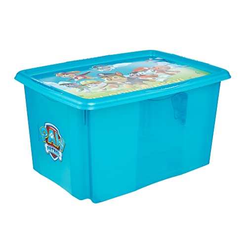 keeeper Paw Patrol Aufbewahrungsbox mit Deckel, Dreh- und stapelbar, Für Kinder, 45 l, Karolina, Fresh Blue Transparent von keeeper
