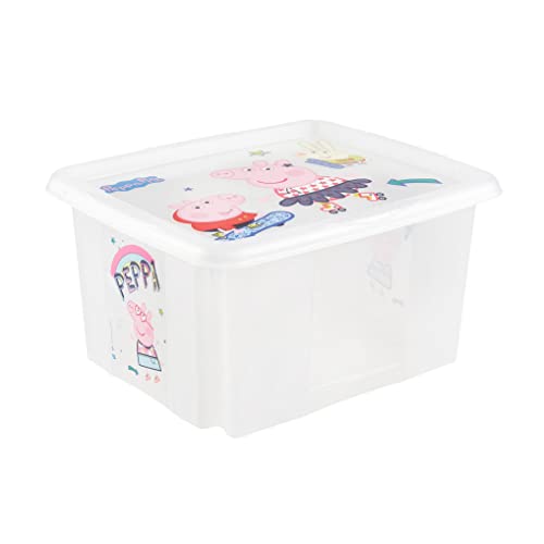 keeeper Peppa Wutz Aufbewahrungsbox mit Deckel, Dreh- und stapelbar, Für Kinder, 24 l, Karolina, Natural Transparent von keeeper