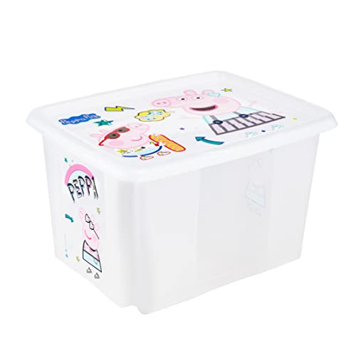 keeeper Peppa Wutz Aufbewahrungsbox mit Deckel, Dreh- und stapelbar, Für Kinder, 30 l, Karolina, Natural Transparent von keeeper
