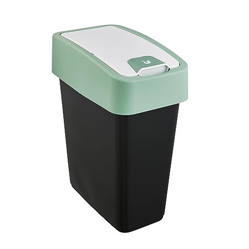 keeeper Premium Abfallbehälter mit Flip-Deckel, Soft Touch, 10 l, Magne, Nordic Green von keeeper