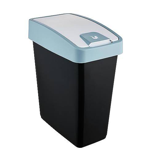 keeeper Premium Abfallbehälter mit Flip-Deckel, Soft Touch, 25 l, Magne, Nordic Blue von keeeper