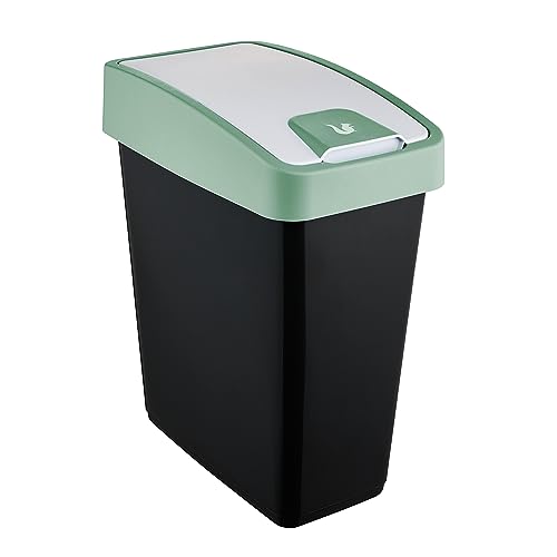 keeeper Premium Abfallbehälter mit Flip-Deckel, Soft Touch, 25 l, Magne, Nordic Green von keeeper
