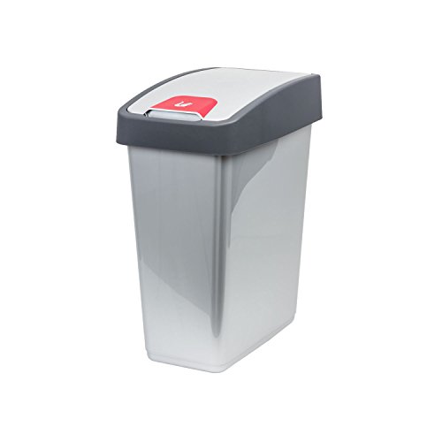 keeeper Premium Abfallbehälter mit Flip-Deckel, Soft Touch, 25 l, Magne, Silber von keeeper