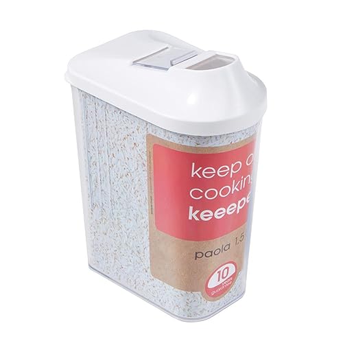 keeeper Schüttdose für Trockenvorräte, Stufenlos verstellbarer Dosierdeckel, BPA-freier Kunststoff, 1,5 l, 11,5 x 7 x 21 cm, Paola, Weiß von keeeper