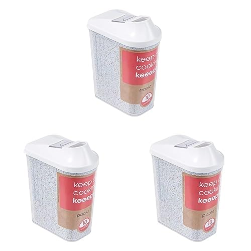 keeeper Schüttdose für Trockenvorräte, Stufenlos verstellbarer Dosierdeckel, BPA-freier Kunststoff, 1 l, 11 x 6,5 x 19 cm, Paola, Weiß (Packung mit 3) von keeeper