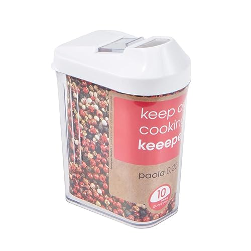 keeeper Schüttdose für Trockenvorräte, Stufenlos verstellbarer Dosierdeckel, BPA-freier Kunststoff, 250 ml, 6,5 x 4 x 12 cm, Paola, Weiß von keeeper