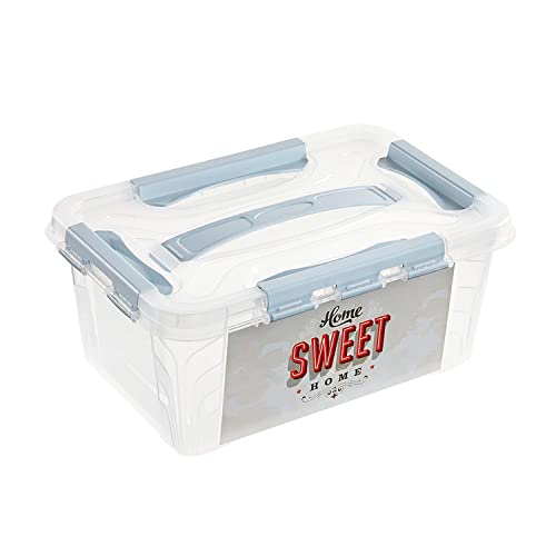 keeeper Sweet Home Aufbewahrungsbox mit Deckel und Klickverschlüssen, Dreh- und stapelbar, 4,2 L, lina, Rachblau von keeeper