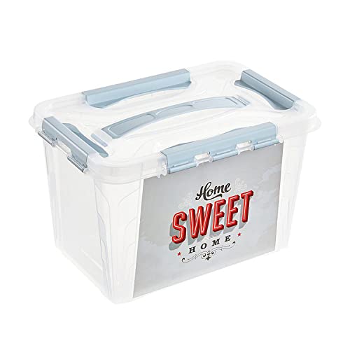 keeeper Sweet Home Aufbewahrungsbox mit Deckel und Klickverschlüssen, Dreh- und stapelbar, 6,6 L, lina, Rachblau von keeeper