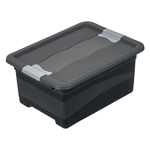 keeeper Transportbehälter mit Deckel und Schiebeverschluss, Extra Stabil, 12 l, Eckhart, Graphit-Grau von keeeper