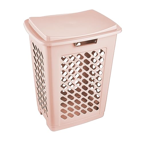 keeeper Wäschebox mit aufklappbarem Deckel, Luftdurchlässig, 60 l, Piet, Nordic Pink von keeeper