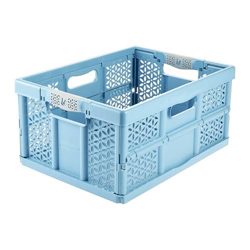 keeeper lea Stabile Profi-Klappbox mit Soft-Touch Griffen, 48,5 x 35 x 23,5 cm, 32 l, Eco Line, Blau (Eco Sky Blue) von keeeper