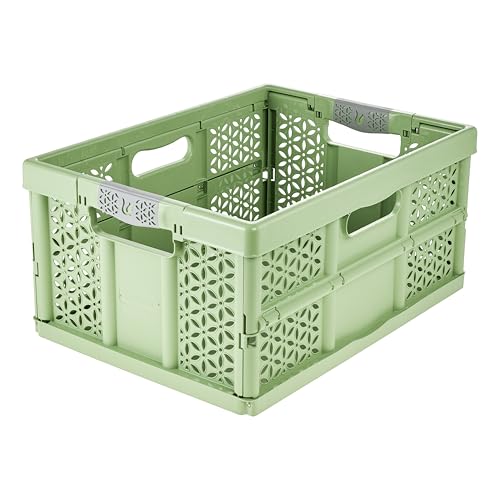 keeeper lea Stabile Profi-Klappbox mit Soft-Touch Griffen, 48,5 x 35 x 23,5 cm, 32 l, Eco Line, Grün (Eco Grass Green) von keeeper