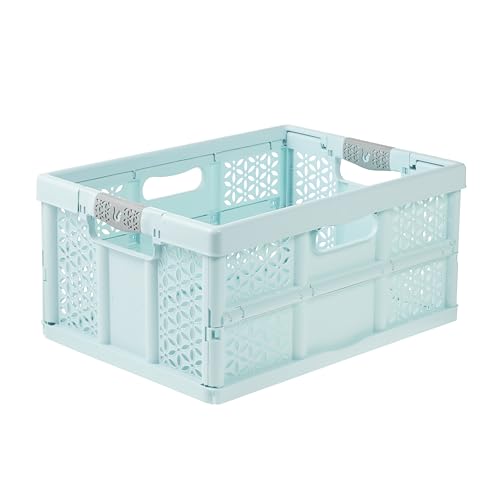 keeeper lea Stabile Profi-Klappbox mit Soft-Touch Griffen, 48,5 x 35 x 23,5 cm, 32 l, Aquamarine von keeeper