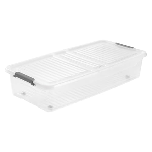 keeeper Unterbettbox mit Deckel, 77 x 38 x 16 cm, 33 L, Aufbewahrungsbox, leo, Transparent von keeeper
