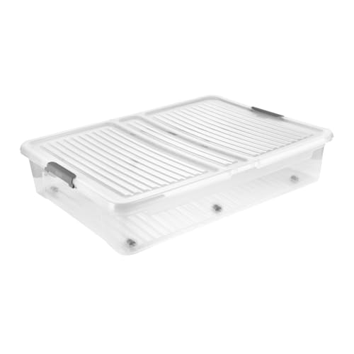 keeeper Unterbettbox mit Deckel, 77 x 58 x 16 cm, 53 L, Aufbewahrungsbox, leo, Transparent von keeeper